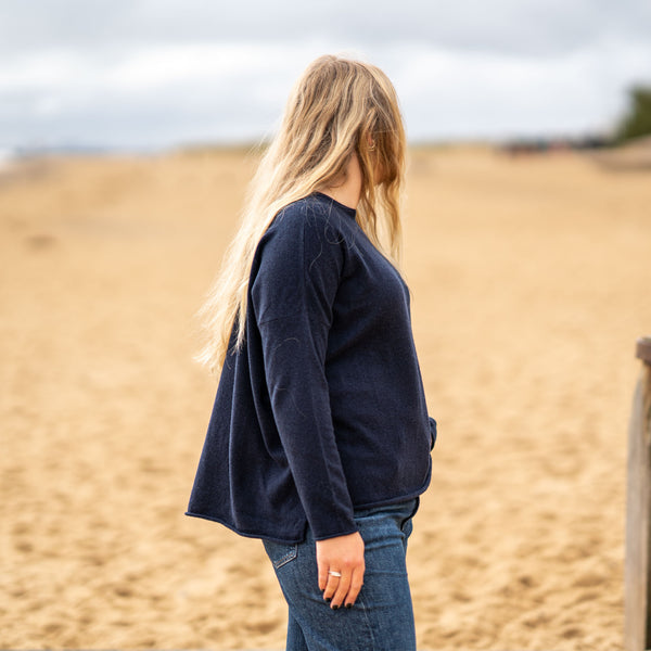 COLLEN & CLARE Luna Cashmere and Lambswool Knit in Navy Marl