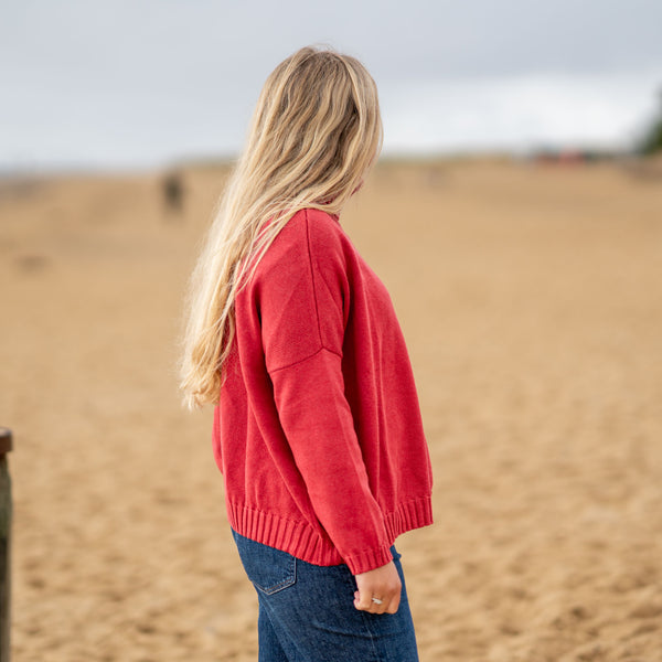 COLLEN & CLARE Zuri Cotton Roll Neck in Persian Red
