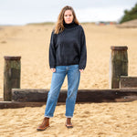 COLLEN & CLARE Zuri Cotton Roll Neck Knit in Black Marl