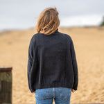 COLLEN & CLARE Zuri Cotton Roll Neck Knit in Black Marl