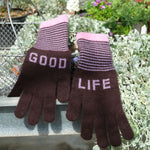 QUINTON & CHADWICK Good Life Angora Gloves in Brown/Lilac