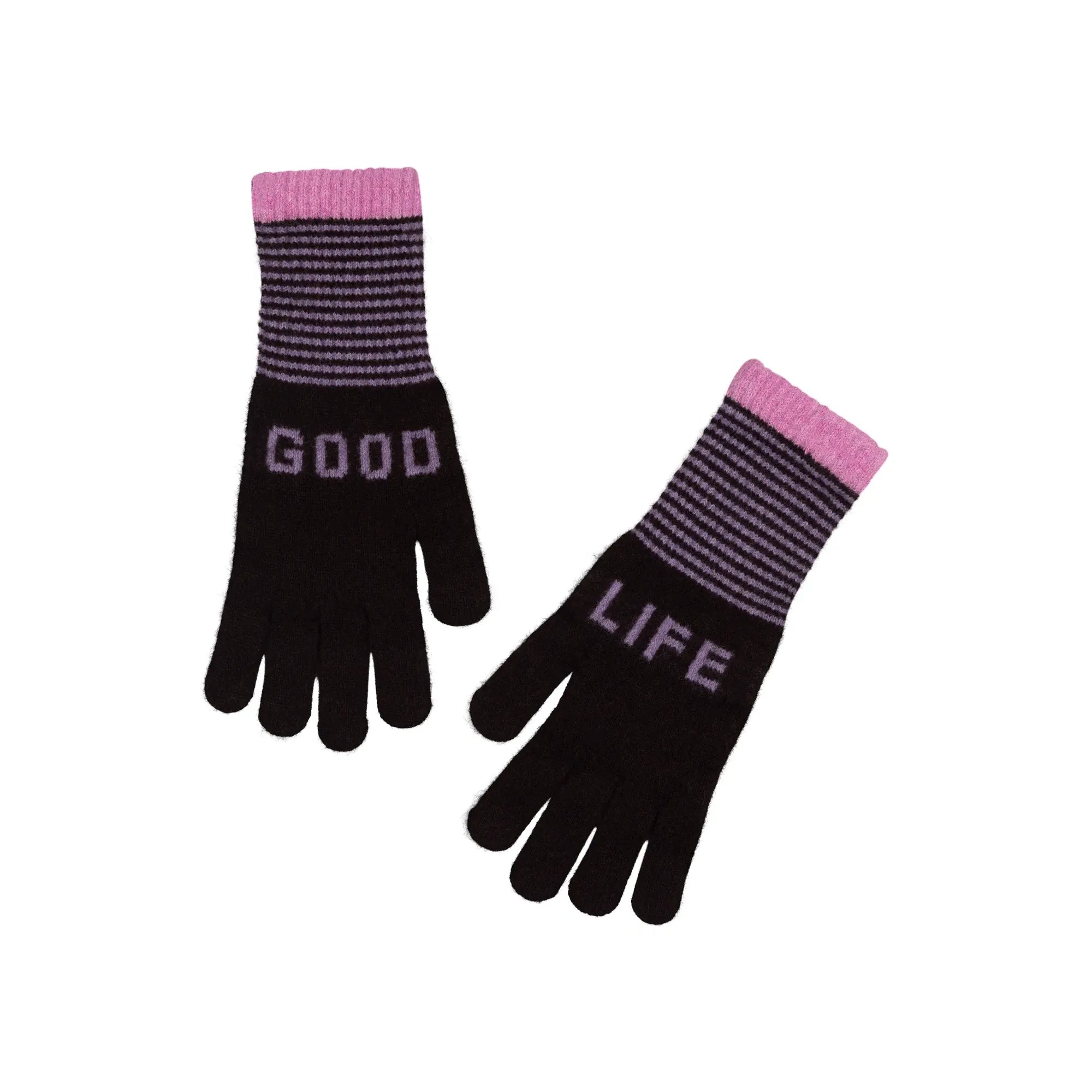 QUINTON & CHADWICK Good Life Angora Gloves in Brown/Lilac | Collen