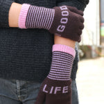 QUINTON & CHADWICK Good Life Angora Gloves in Brown/Lilac