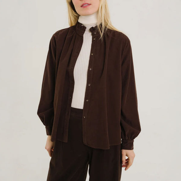 SACRECOEUR Soline Cord Pie Crust Shirt in Cacao