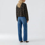 OUI Leopard Print Jumper in Dark Brown/Grey-Black