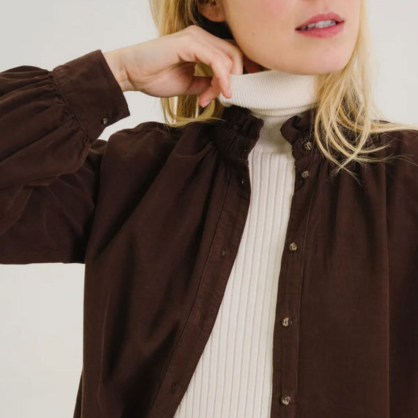 SACRECOEUR Soline Cord Pie Crust Shirt in Cacao
