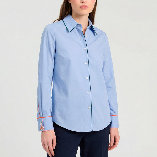VILAGALLO Contrast Trim Shirt in Blue