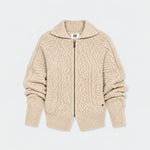 BEATRIZ FUREST Andrew Argyl Knit Cardigan in Ecru