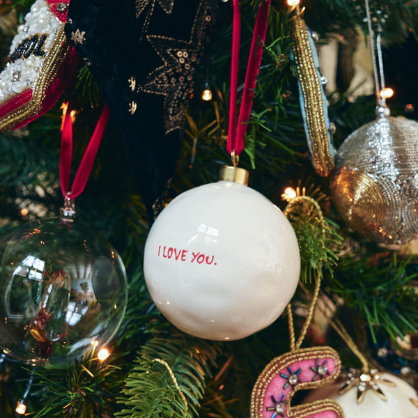 ANNA + NINA I Love You Ornament in White