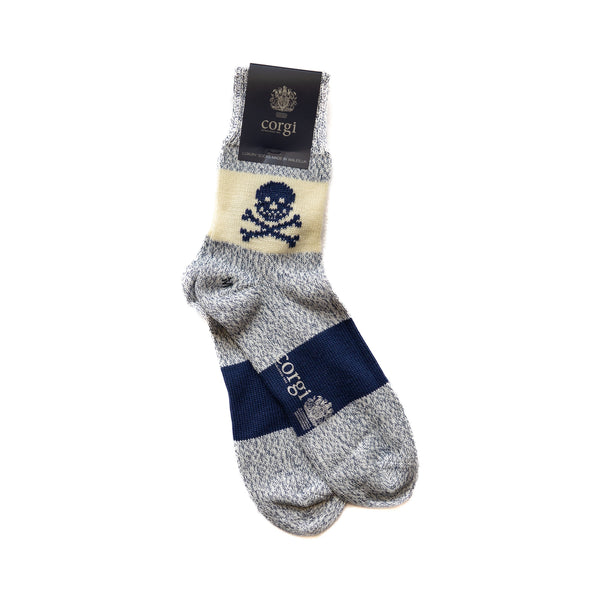 CORGI Mens Sport Length Skull Socks in Blue Marine
