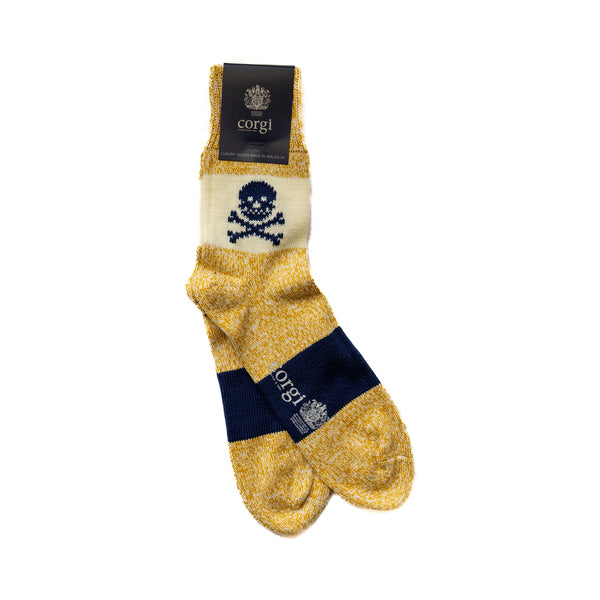 CORGI Mens Sport Length Skull Socks in Gold