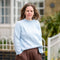 COLLEN & CLARE Shyla Cotton High Neck Jumper in Pearl Blue