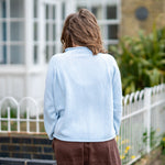 COLLEN & CLARE Shyla Cotton High Neck Jumper in Pearl Blue