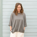 COLLEN & CLARE Toby Linen 3/4 Sleeve Jumper in Smoke