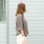COLLEN & CLARE Toby Linen 3/4 Sleeve Jumper in Smoke