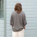 COLLEN & CLARE Toby Linen 3/4 Sleeve Jumper in Smoke