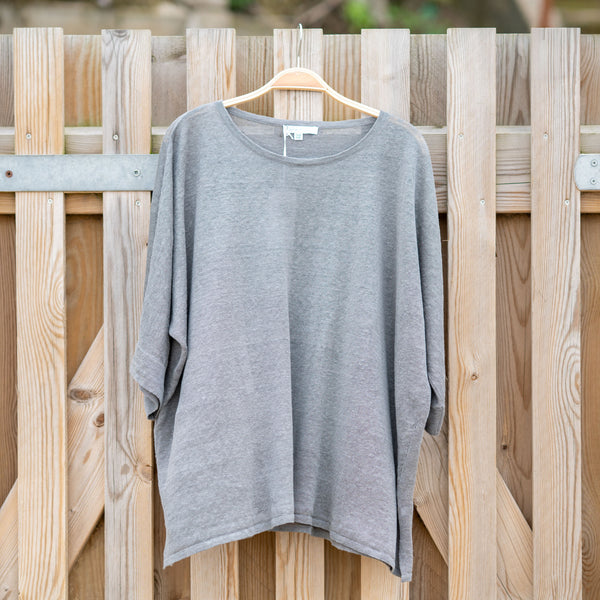 COLLEN & CLARE Toby Linen 3/4 Sleeve Jumper in Smoke