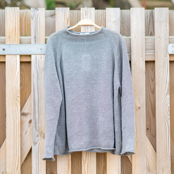 COLLEN & CLARE Shyla Linen High Neck Jumper in Smoke