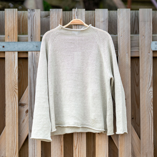 COLLEN & CLARE Shyla Linen High Neck Jumper in Pebble