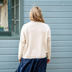 COLLEN & CLARE Zuri Cotton Roll Neck Jumper in Natural Marl