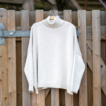 COLLEN & CLARE Zuri Cotton Roll Neck Jumper in Natural Marl