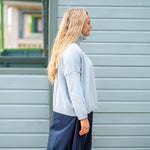 COLLEN & CLARE Zuri Cotton Roll Neck Jumper in Pearl Blue Marl