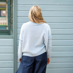 COLLEN & CLARE Zuri Cotton Roll Neck Jumper in Pearl Blue Marl