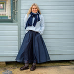 COLLEN & CLARE Zuri Cotton Roll Neck Jumper in Pearl Blue Marl