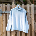 COLLEN & CLARE Zuri Cotton Roll Neck Jumper in Pearl Blue Marl