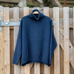 COLLEN & CLARE Zuri Cotton Roll Neck Jumper in Navy Marl
