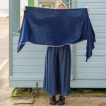 COLLEN & CLARE Contrast Edge Scarf in Navy/Natural