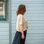 COLLEN & CLARE Nano Linen Short Sleeve Cardigan in Pebble