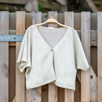 COLLEN & CLARE Nano Linen Short Sleeve Cardigan in Pebble
