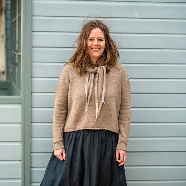 COLLEN & CLARE Pea Cashmere & Wool Mix Jumper in Stone Marl