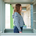 COLLEN & CLARE Elsi Stripe Hooded Cardigan in Teal Marl/Buttermilk