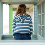 COLLEN & CLARE Elsi Stripe Hooded Cardigan in Teal Marl/Buttermilk