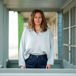 COLLEN & CLARE Rumble V Neck Wool Mix Jumper in Cloud Blue