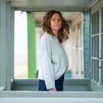 COLLEN & CLARE Rumble V Neck Wool Mix Jumper in Cloud Blue