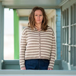 COLLEN & CLARE Zeya Stripe Cardigan in Stone Marl/Buttermilk