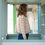COLLEN & CLARE Zeya Stripe Cardigan in Stone Marl/Buttermilk