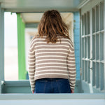 COLLEN & CLARE Zeya Stripe Cardigan in Stone Marl/Buttermilk