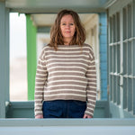 COLLEN & CLARE Zeya Stripe Cardigan in Stone Marl/Buttermilk