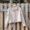 COLLEN & CLARE Zeya Stripe Cardigan in Stone Marl/Buttermilk