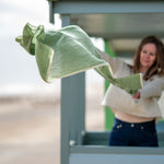 COLLEN & CLARE Contrast Edge Scarf in Khaki/Natural