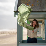 COLLEN & CLARE Contrast Edge Scarf in Khaki/Natural