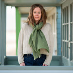 COLLEN & CLARE Contrast Edge Scarf in Khaki/Natural
