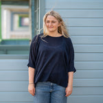 COLLEN & CLARE Toby Linen 3/4 Sleeve Jumper in Navy