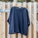 COLLEN & CLARE Toby Linen 3/4 Sleeve Jumper in Navy