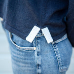 COLLEN & CLARE Foss Cotton Contrast Split Hem Jumper in Navy Marl/Pearl Blue