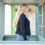 COLLEN & CLARE Pea Linen Cropped Jumper in Navy